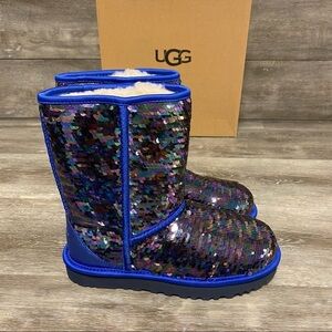 UGG | UGG Classic Short Sequin Navy Tonal Boots NEW In Box